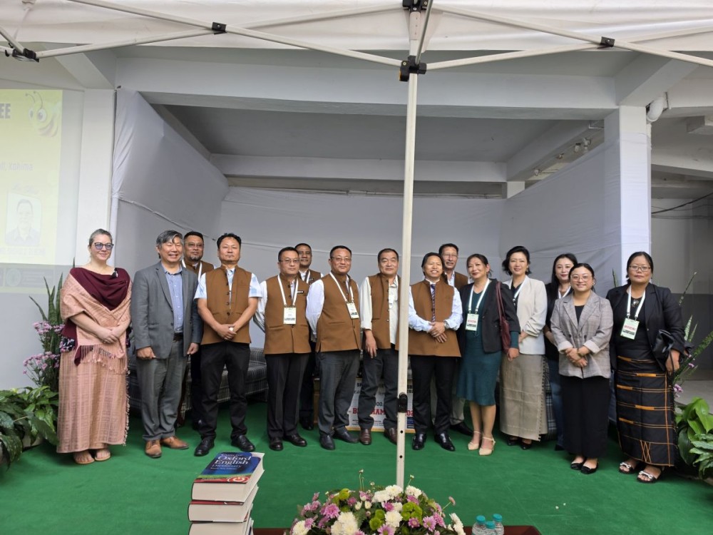 Advisor to State Council of Educational Research & Training (SCERT), Achumbemo Kikon seen with SCERT Department Officials, Members of Fountain Club, Judges, Pronouncers and others during the inaugural of the 11th edition of Nagaland Spelling Bee Championship on October 20.